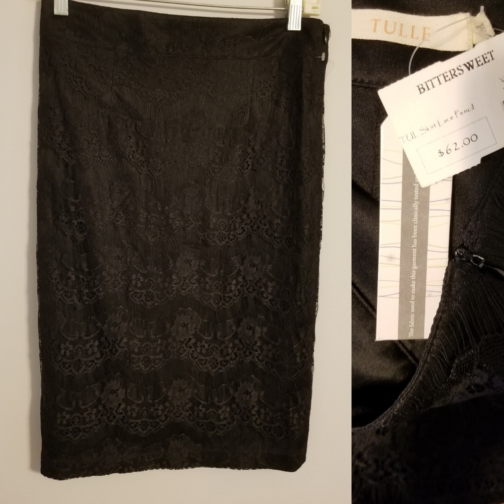 Tulle black lace skirt M